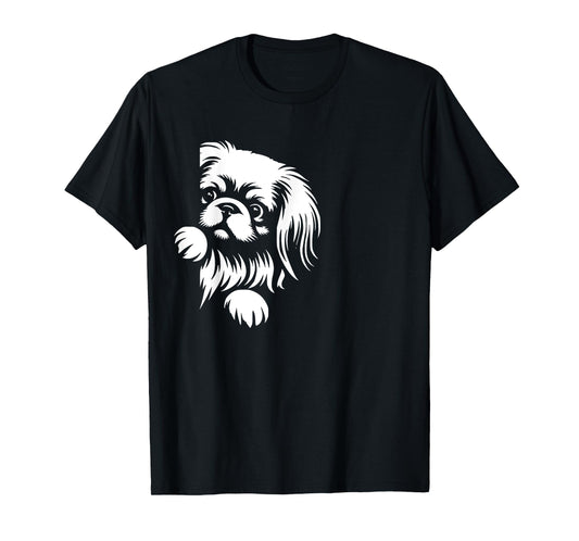 Cute Pekingese Peeking Dog Graphic Design Men Women Girls Kids T-Shirt