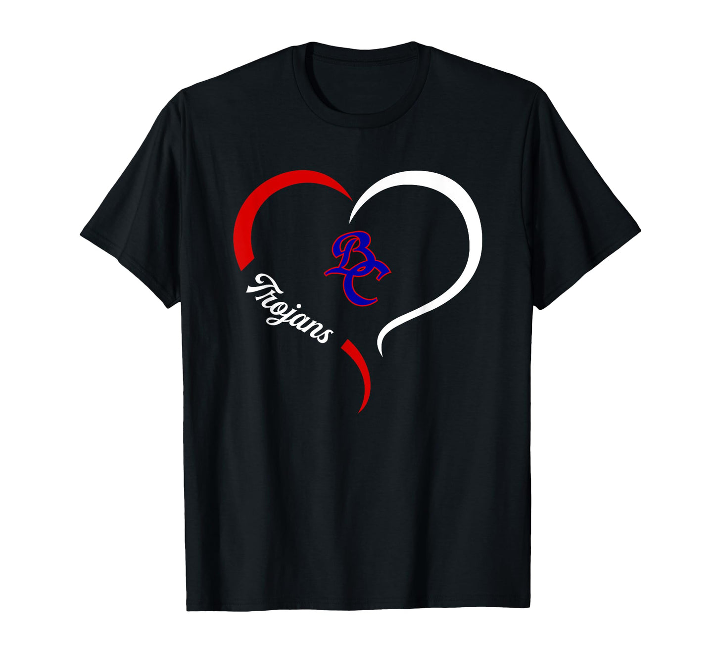 Brooks County Trojans Logo Half Heart Slogan HS T-Shirt