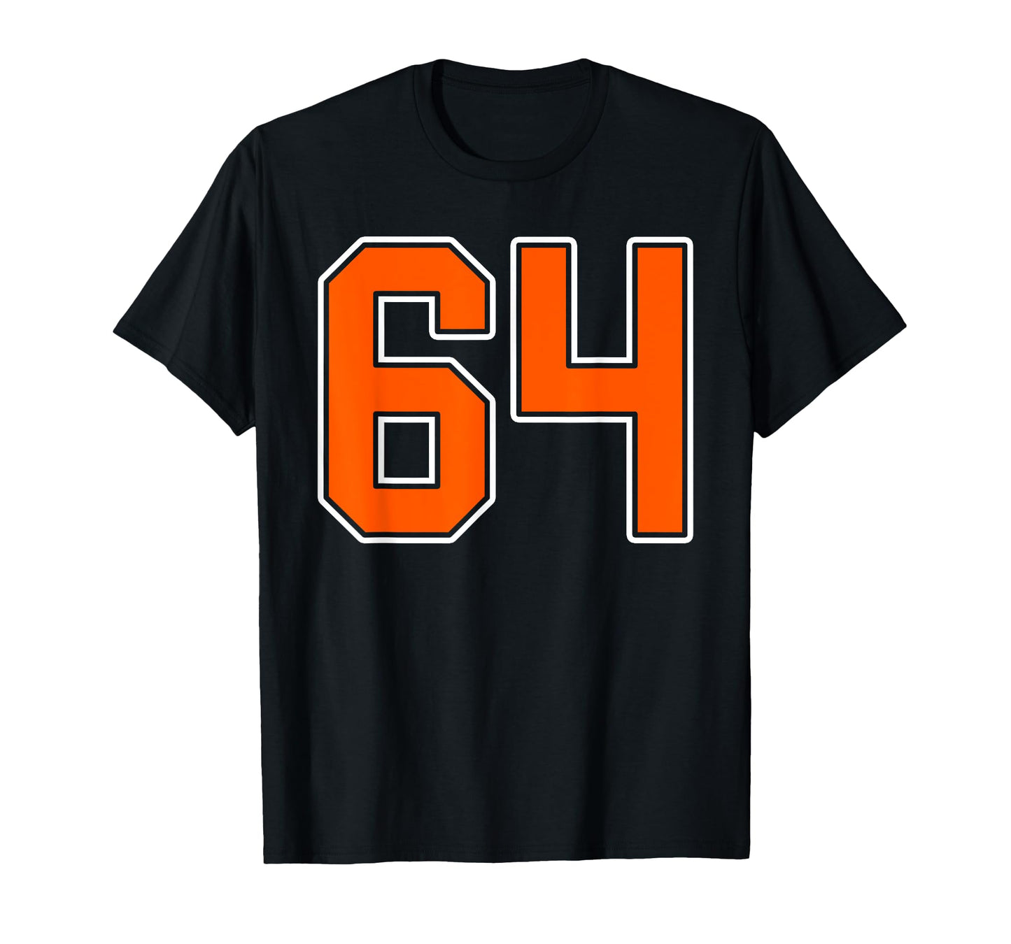 Orange White Number 64 Jersey Player Uniform #64 T-Shirt