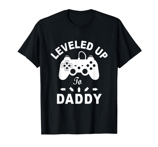 A And E Creative Men's Black Gamer Leveled Up To Daddy Video Game Dad T-Shirt