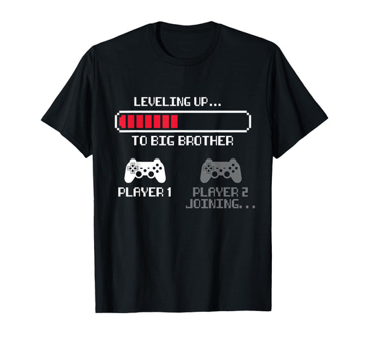 Leveling Up to Big Brother 2024 for Boys Men Vintage Gaming T-Shirt