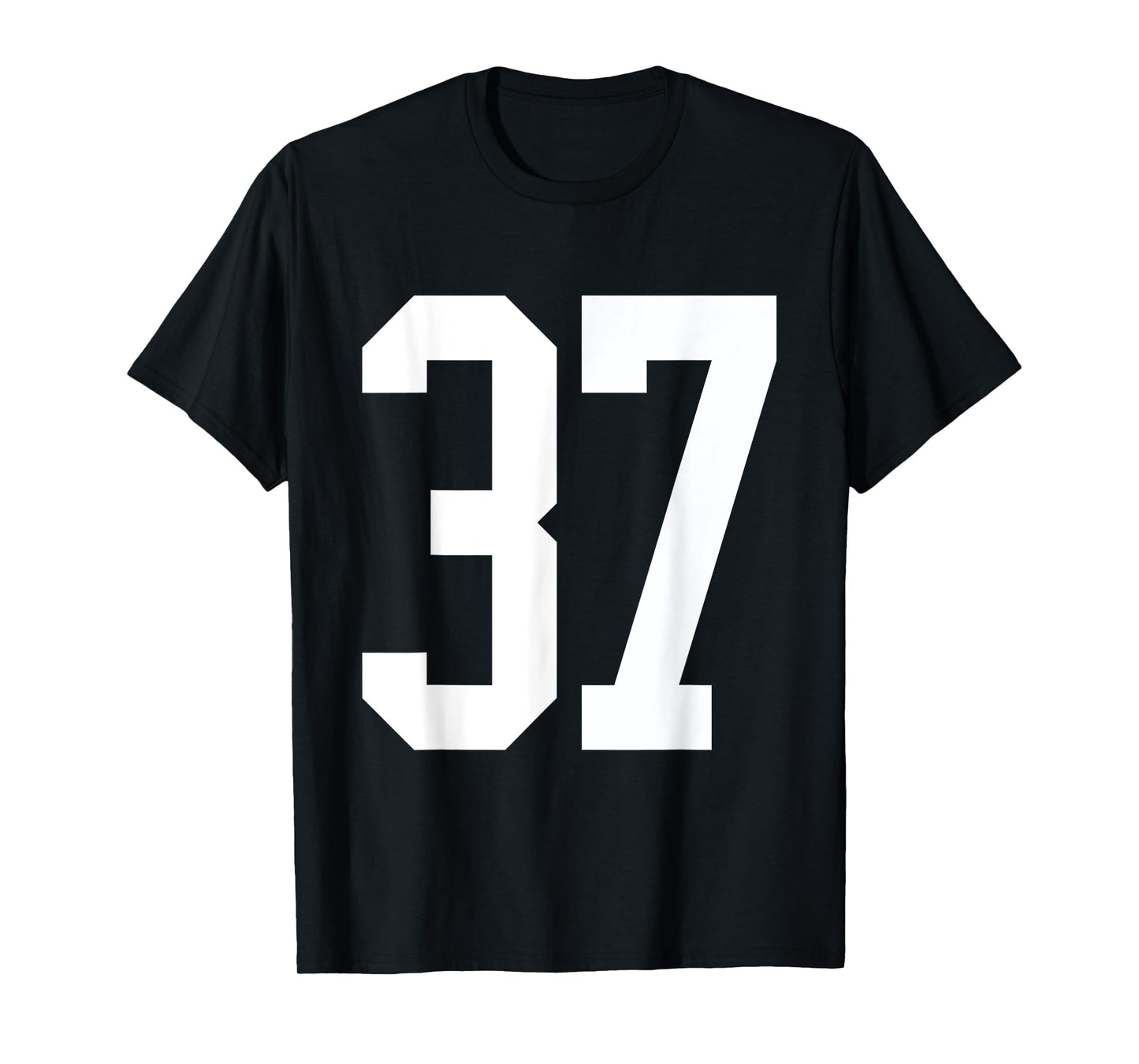 #37 White Number 37 Sports Fan Jersey Style T-Shirt