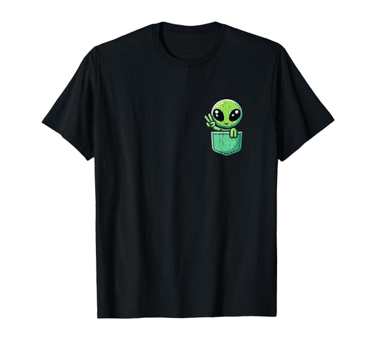 Cute Little Alien In Pocket Universe UFO Baby Monster T-Shirt