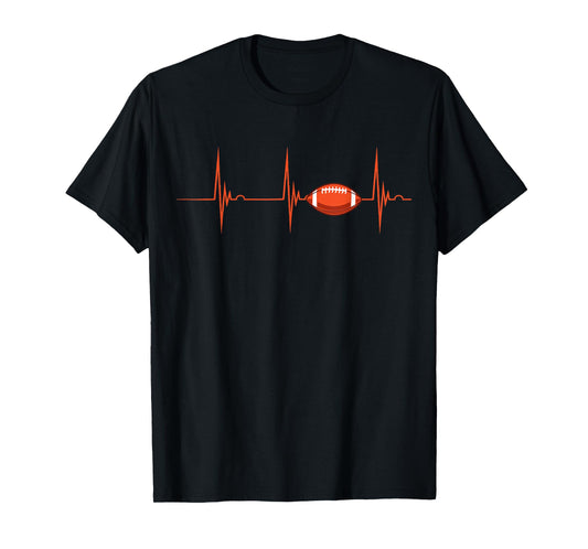 American Football Heartbeat ECG Pulse Ball Sport T-Shirt