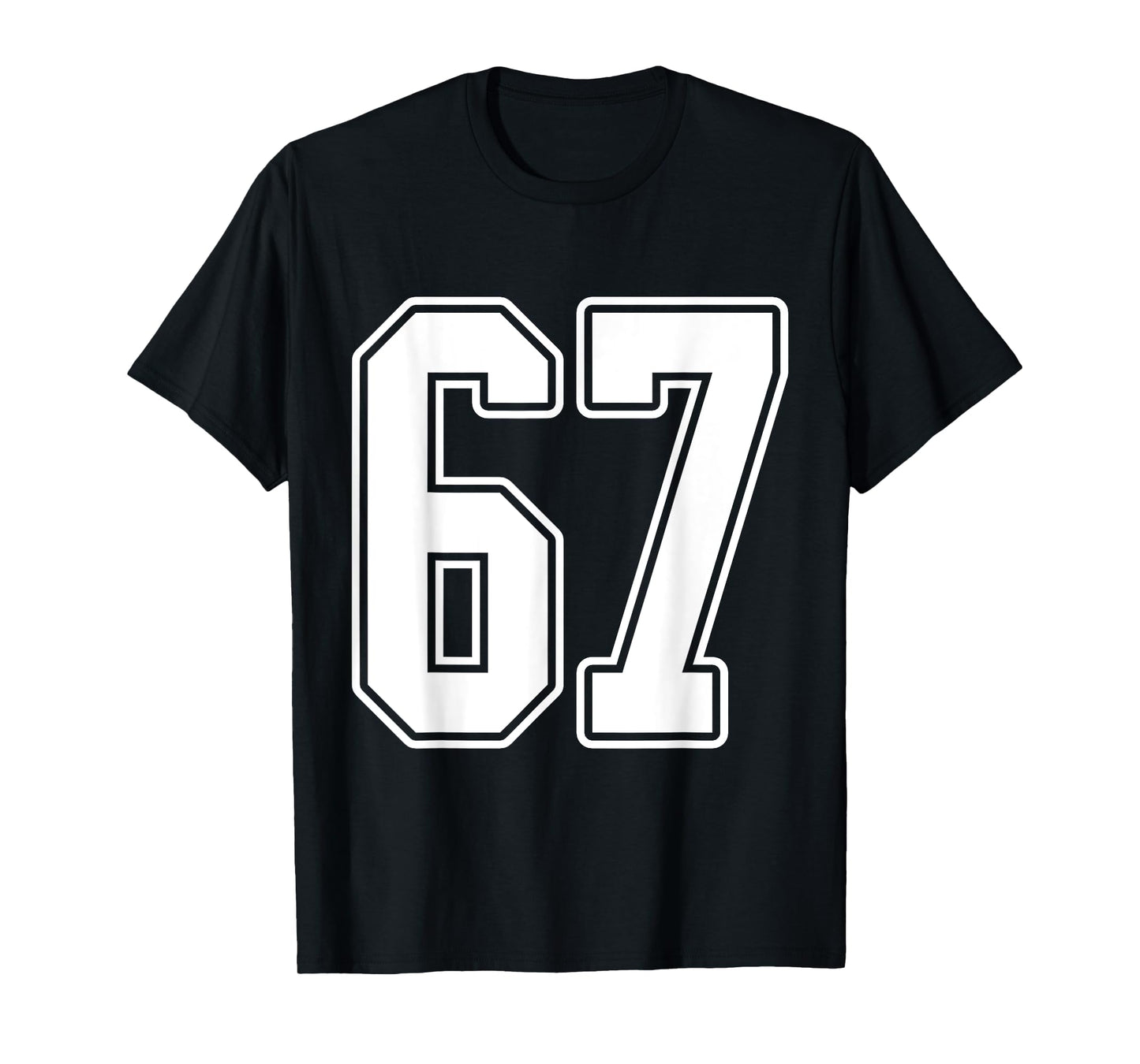 #67 White Outline Number 67 Sports Fan Jersey Style T-Shirt