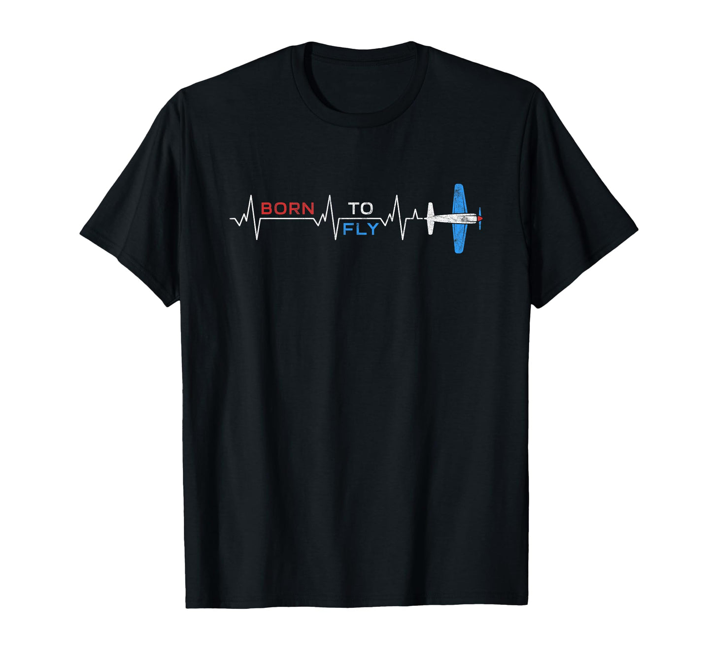 Born to Fly Flying Airplane Heartbeat EKG for Pilot Aviation T-Shirt