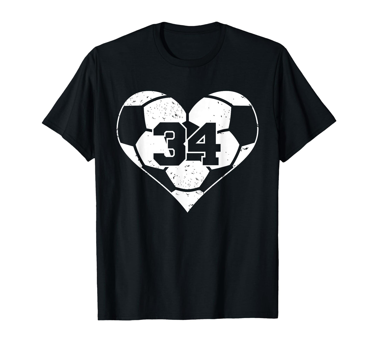 Soccer Number 34 Jersey Funny Soccer Heart Game Day T-Shirt