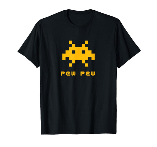 Alien Invaders Pew Pew Space 8-bit Retro Video Game Gift T-Shirt