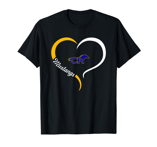 Cypress Ranch Mustangs Logo Half Heart Slogan HS T-Shirt