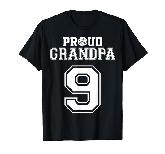 Custom Proud Volleyball Grandpa Number 9 Personalized Men T-Shirt