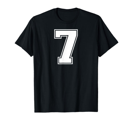 7 Number Seven Team Sports Graphic Varsity Matching T-Shirt