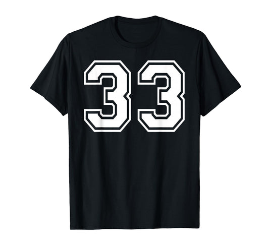 33 Number Thirty-Three Team Sports Graphic Matching Varsity T-Shirt