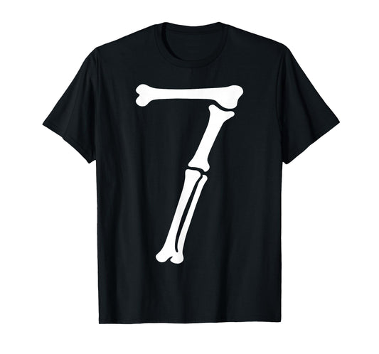 7 Number Seven Bones Graphic Funny School Halloween Matching T-Shirt