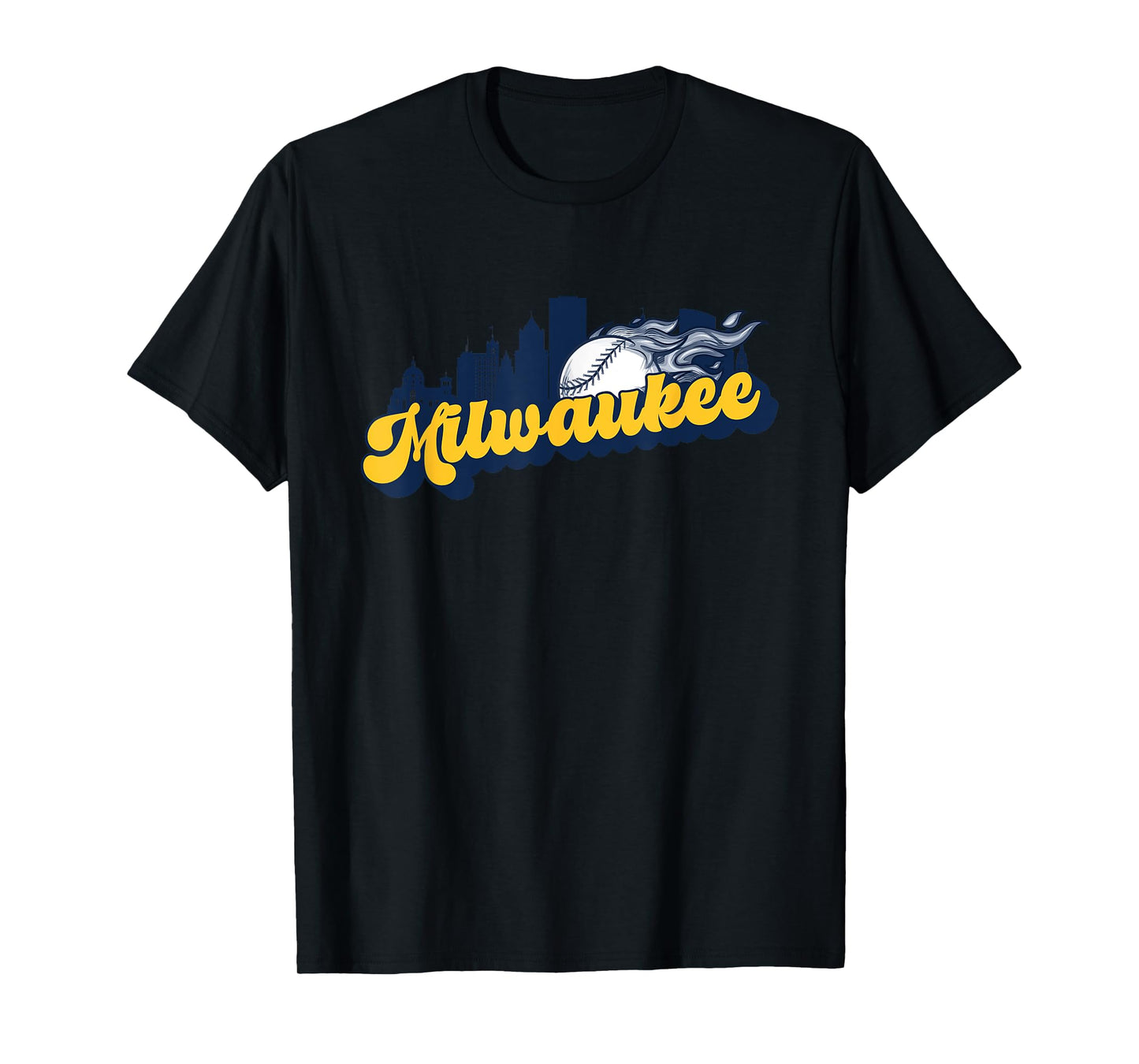 Milwaukee Baseball Vintage City Skyline Retro Baseball Lover T-Shirt