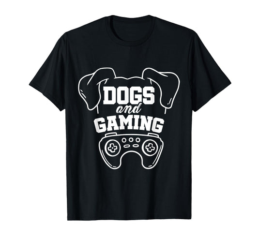 Dogs And Gaming Gamer Video Game Player Games Nerd Geek T-Shirt