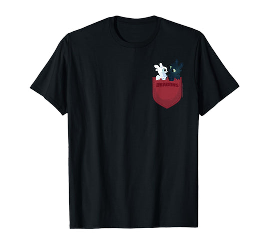 Dreamworks Dragons Light Fury & Night Fury Faux Pocket T-Shirt