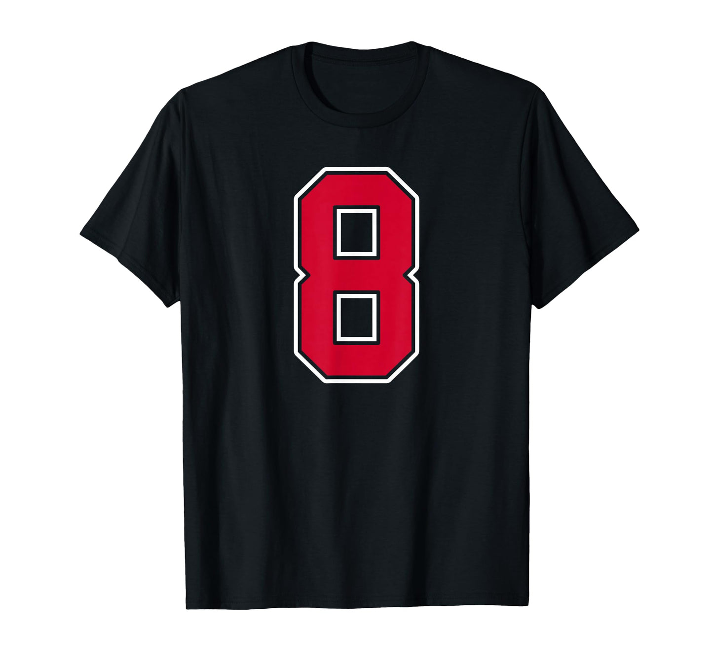 Red White Number 8 Jersey Player Uniform #8 T-Shirt