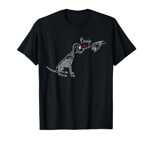 Dog Skeleton Boop Dog Funny Halloween Girl Men Women T-Shirt
