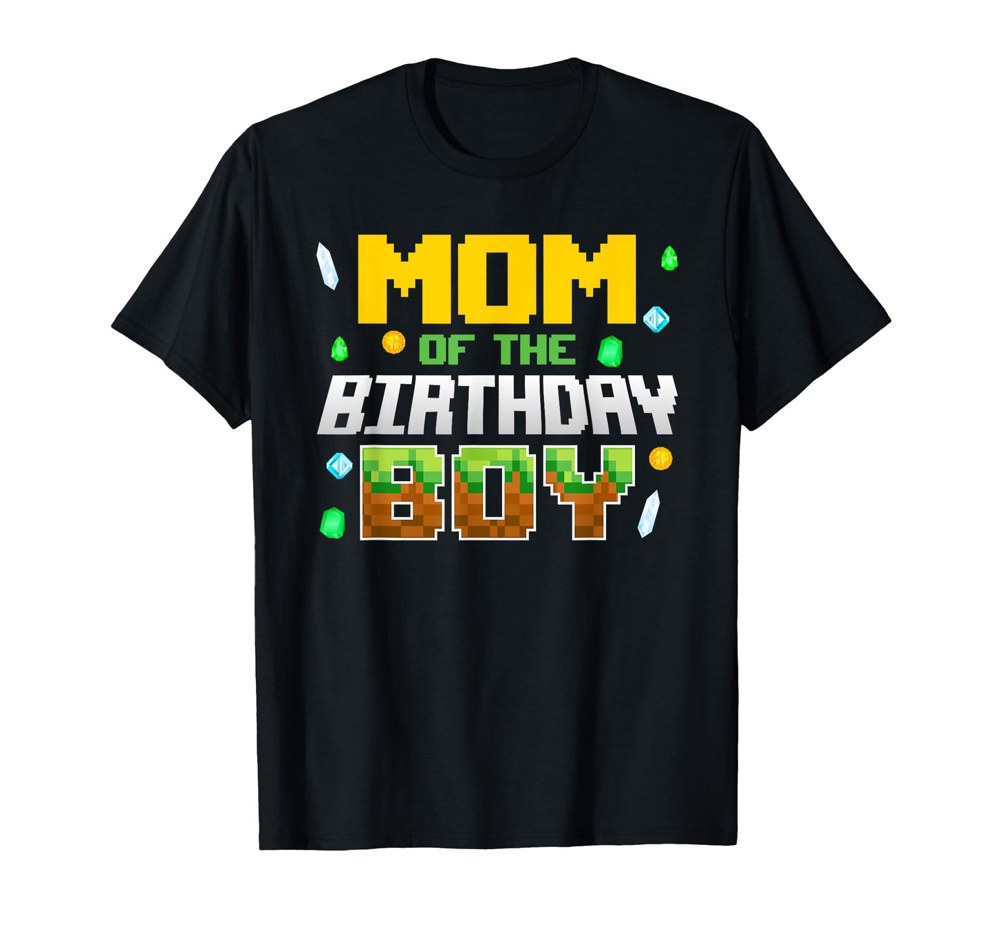 Mom Of The Birthday Boy Game Pixel Number Birthday Party T-Shirt