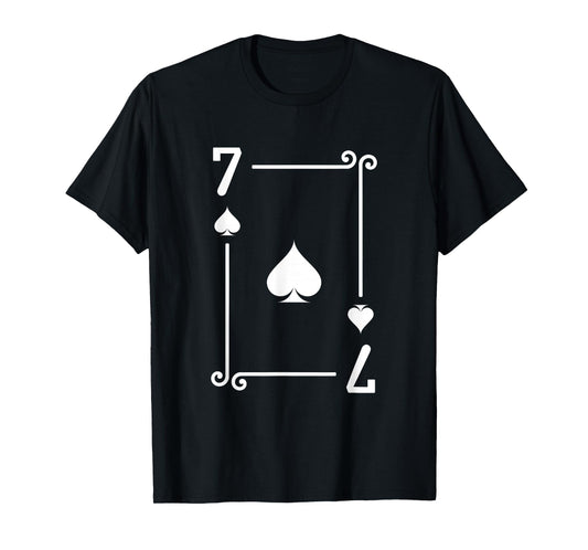 7 Spades Playing Card Graphic - White Seven Card T-Shirt