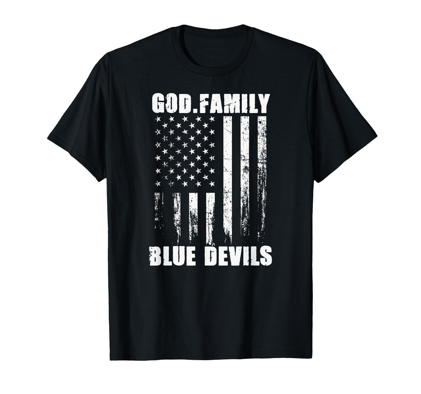 Zanesville Blue Devils God. Family. Vintage USA Flag T-Shirt