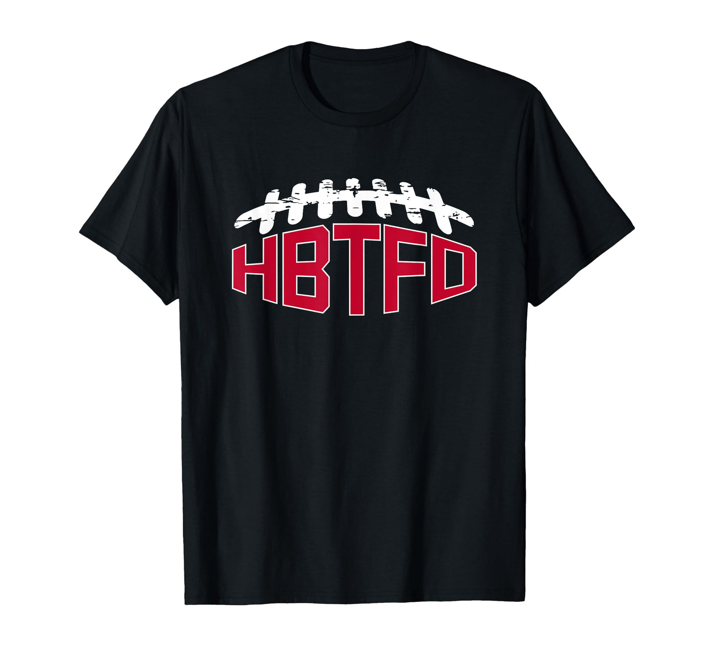Football, USA HBTFD! Football T-Shirt - Black, Small - Unisex-Adults