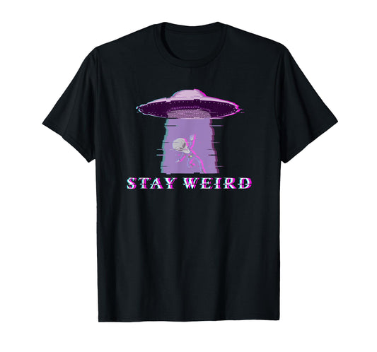 Alien Stay Weird UFO Vaporwave T-Shirt