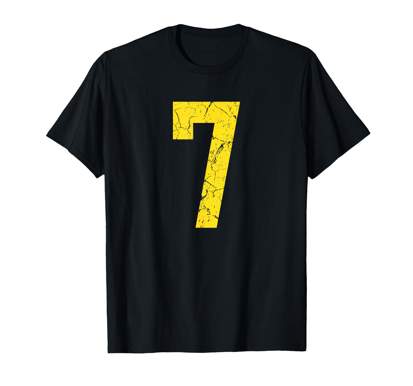 Distressed Bright Gold Number 7 Jersey Player Uniform #7 T-Shirt