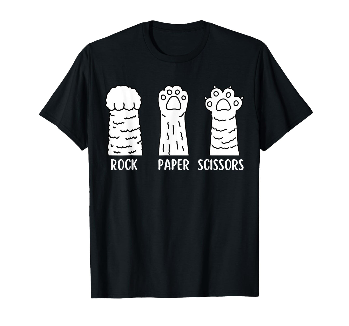 Funny Cat Animal Rescue Pet Lover Apparel Rock Paper Scissors Hand Game Cute Paw Funny Cat T-Shirt