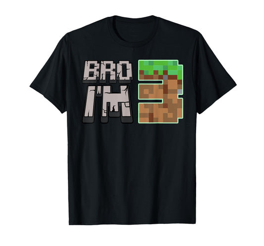 3rd Birthday Boy, Bro I'm 3 Year Old Gamer Pixel Number T-Shirt