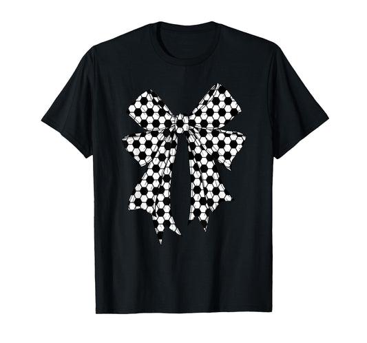 Cute Soccer Ball Coquette Bow For Women Girl Soccer Mom Mama T-Shirt