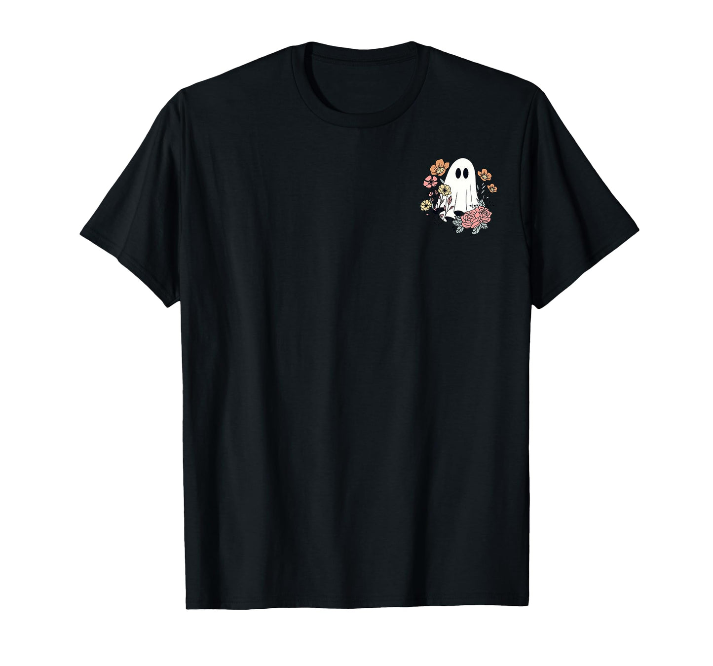 Funny Ghost Pocket Spooky Season Wildflower Happy Halloween T-Shirt