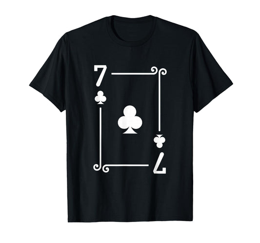 7 Clubs Playing Card Graphic - White Seven Card T-Shirt