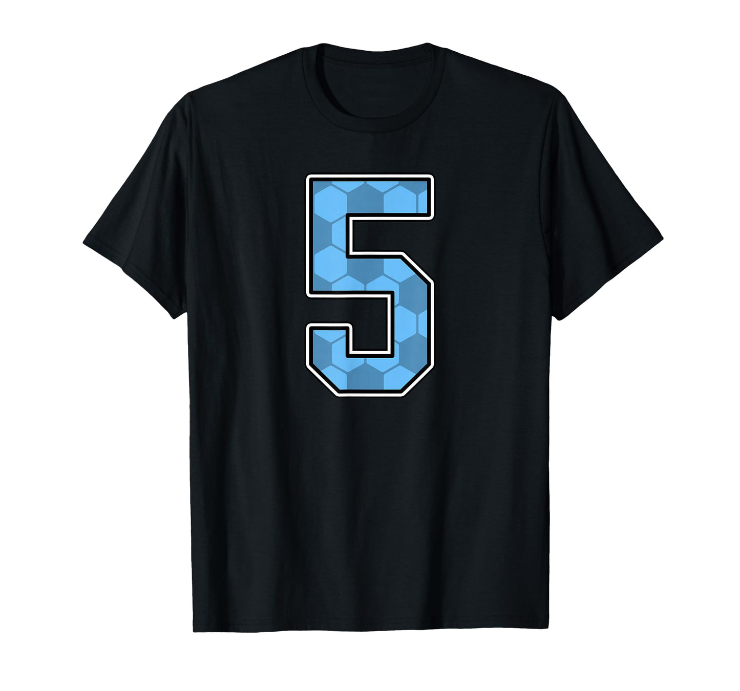 Blue Soccer Pattern Number 5 Jersey Player Uniform #5 T-Shirt