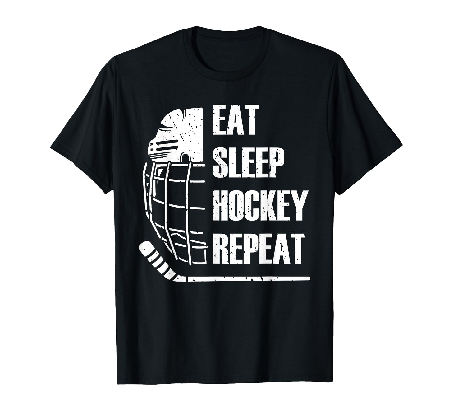 Eat Sleep Hockey Repeat Funny Mask Stick Ice Hokey Player T-Shirt