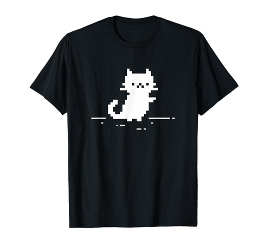 Cute Cat Minimal Pixel Art Nostalgic Retro 8-bit Gamer T-Shirt