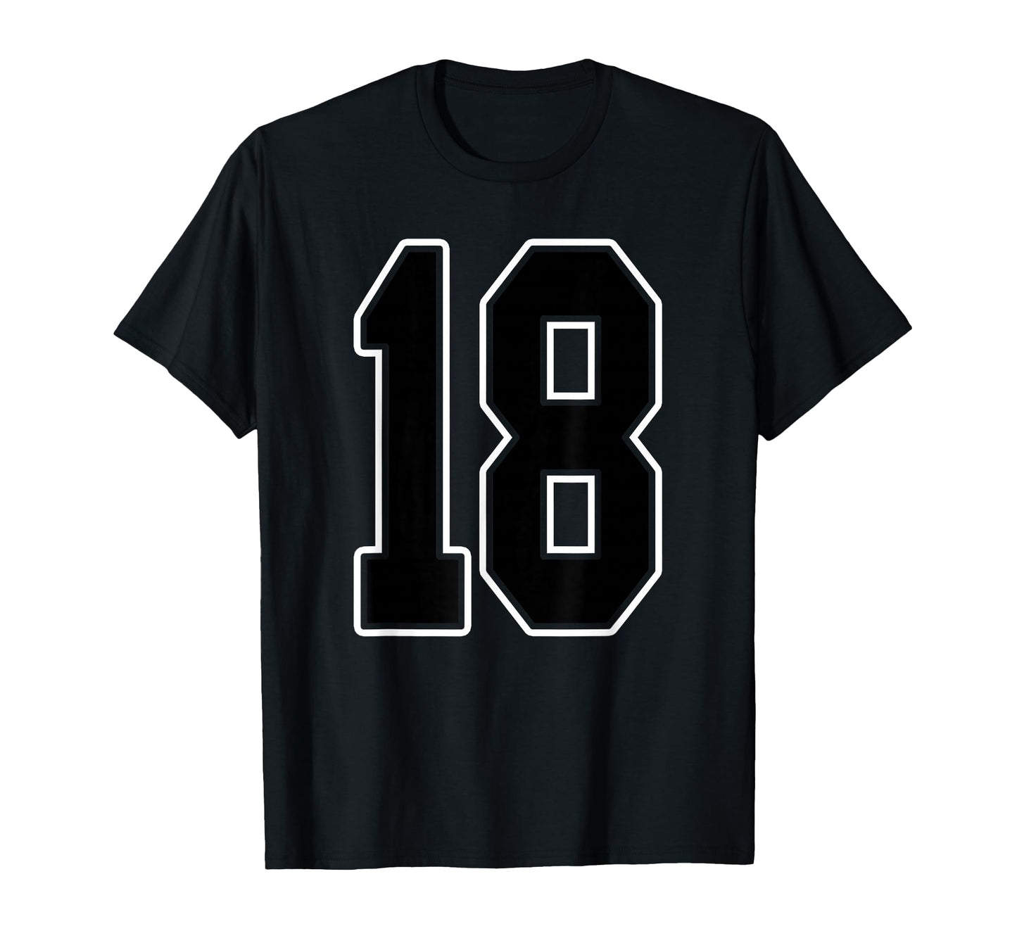 Black and White Number 18 Jersey Player Uniform #18 Fan T-Shirt