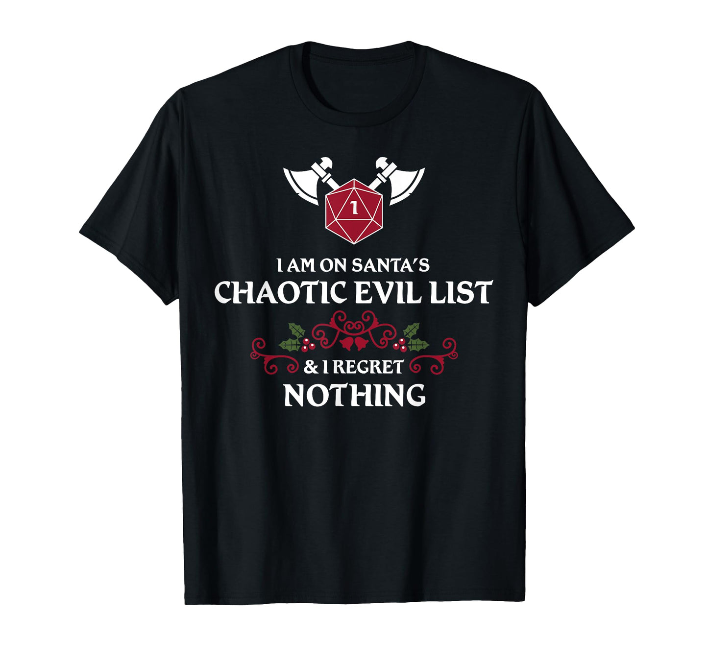 Santa's Chaotic Evil List Tabletop RPG D20 Funny Christmas T-Shirt