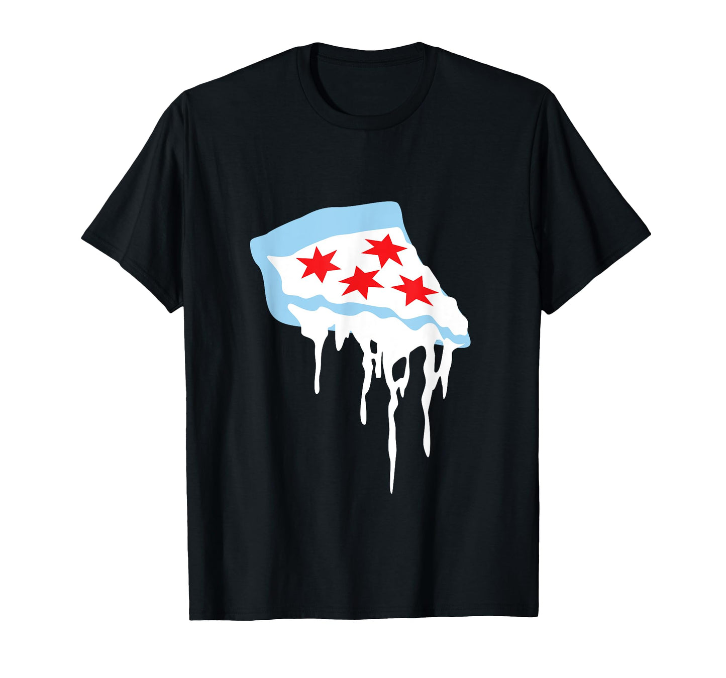 Katie Art Designs Men's Chicago Flag Pizza T-Shirt, Black, Small