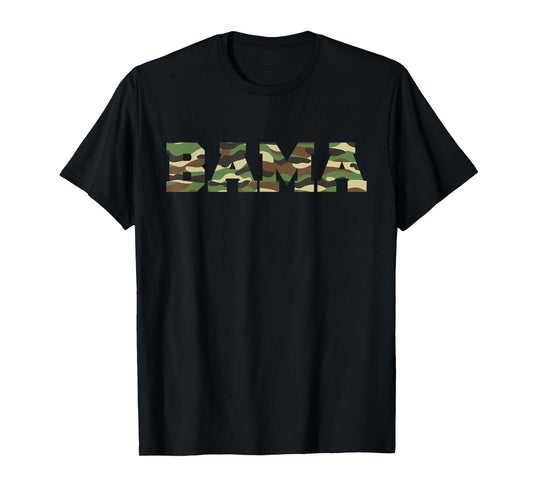 ALABAMA Pride Bold Green Camouflage College Sports Font T-Shirt
