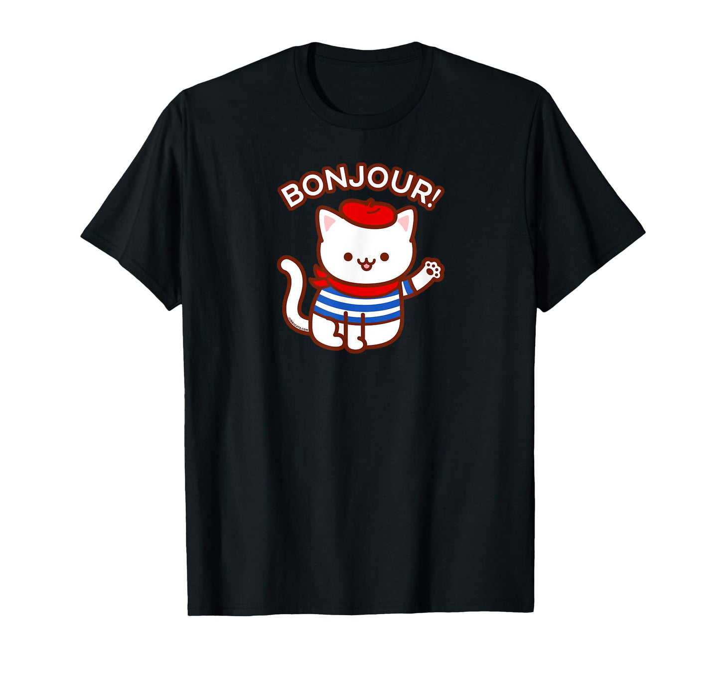 BONJOUR! - Cute Funny French Cat Saying Hello T-Shirt