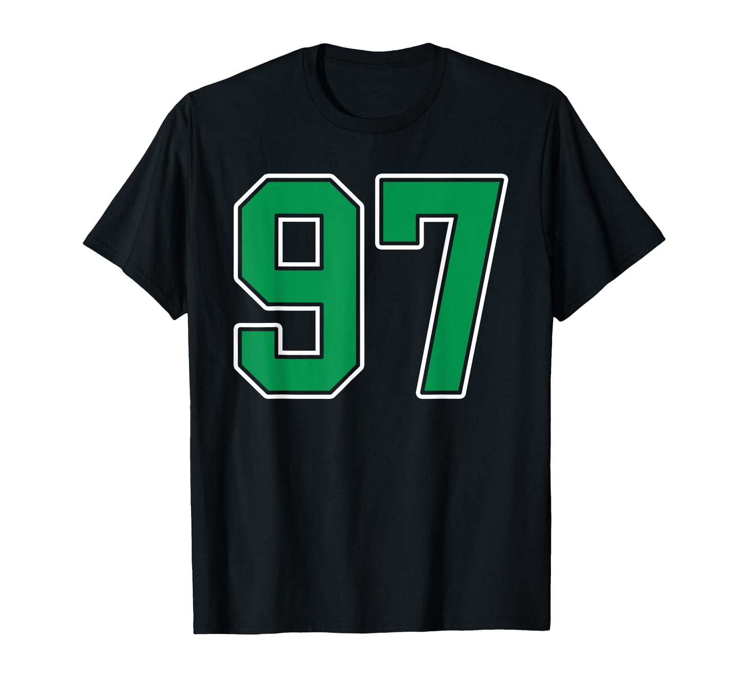 Kelly Green White Number 97 Jersey Player Uniform #97 T-Shirt