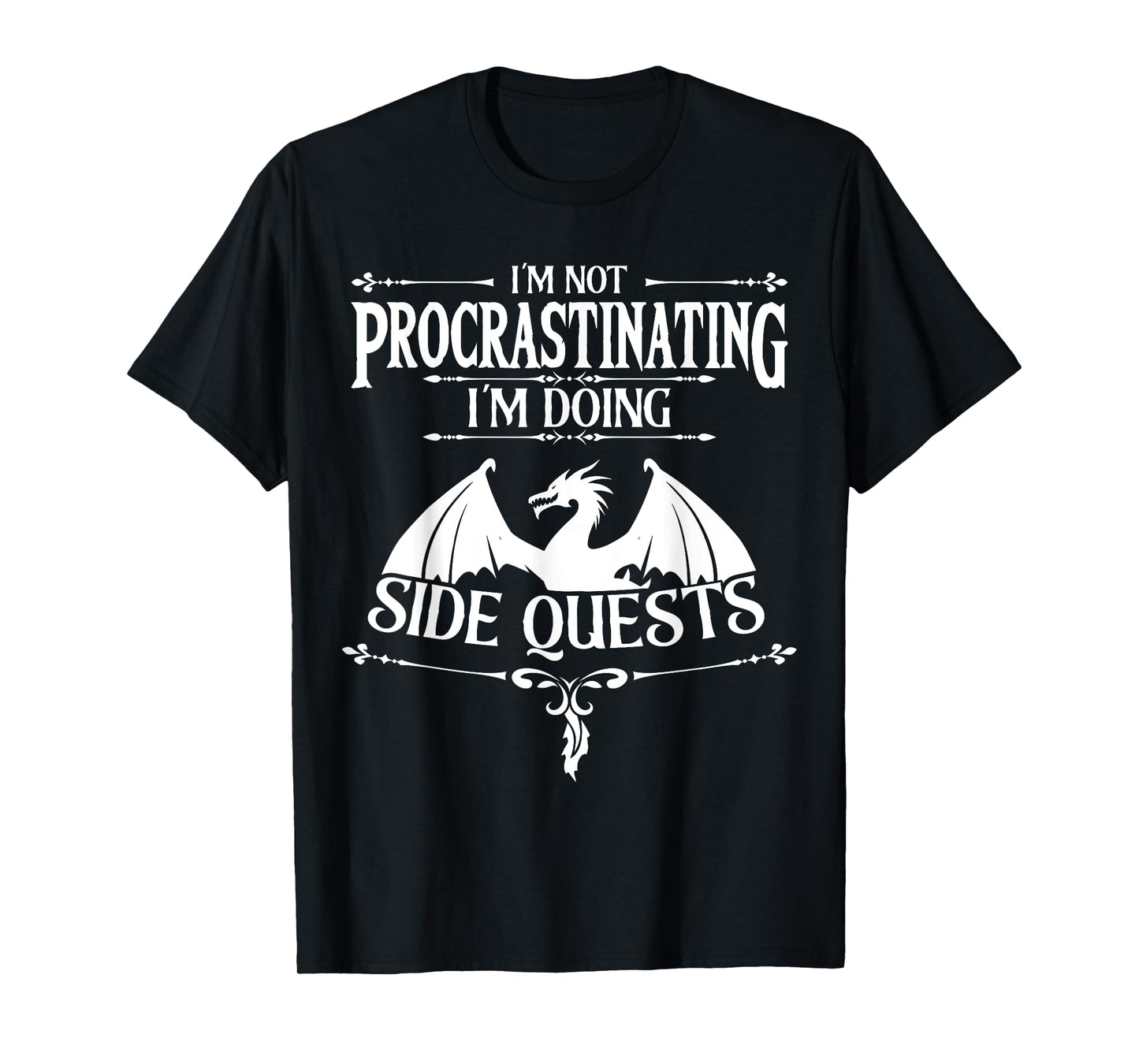 Gamers Family Matching Gaming Gamer Collections I'm Not Procrastinating I'm doing Side Quests Unisex Adult Gamer Modern Video Game T-Shirt Black Small