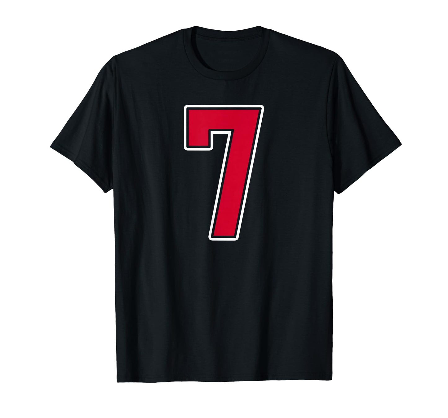 Red White Number 7 Jersey Player Uniform #7 T-Shirt