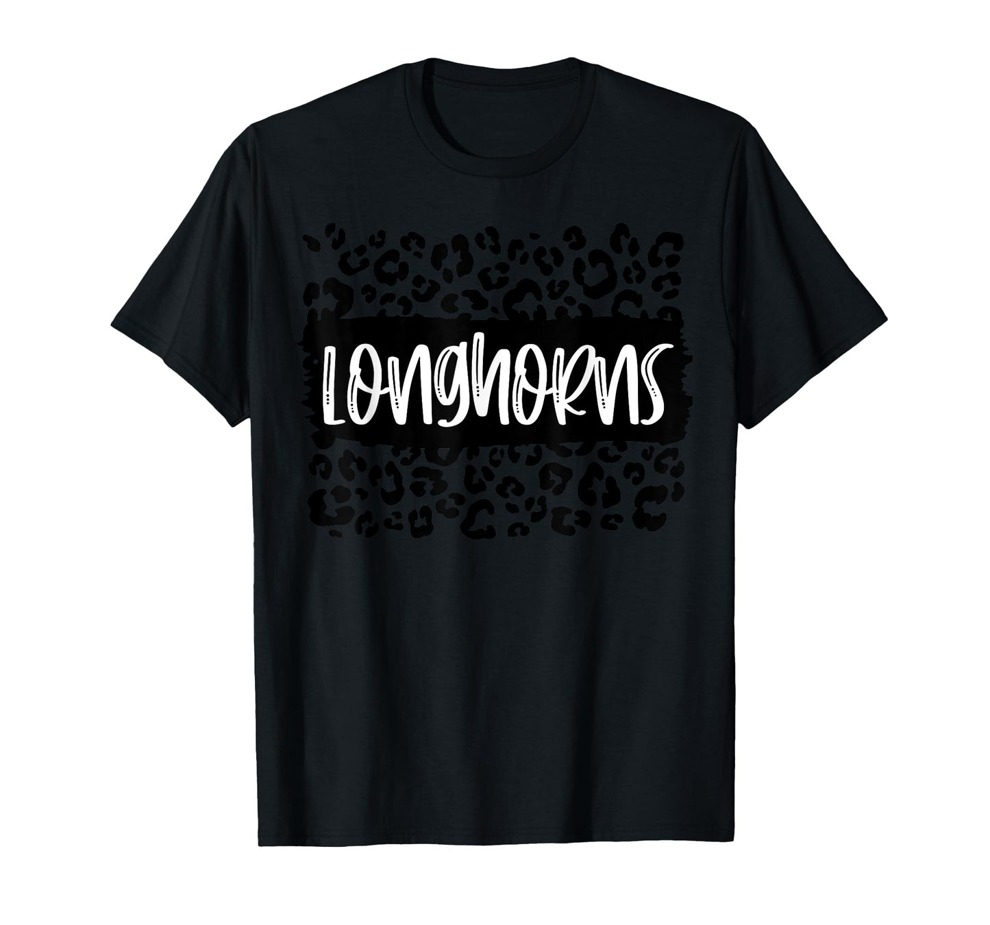 Longhorns Team Mascot School Spirit Game Night Leopard T-Shirt
