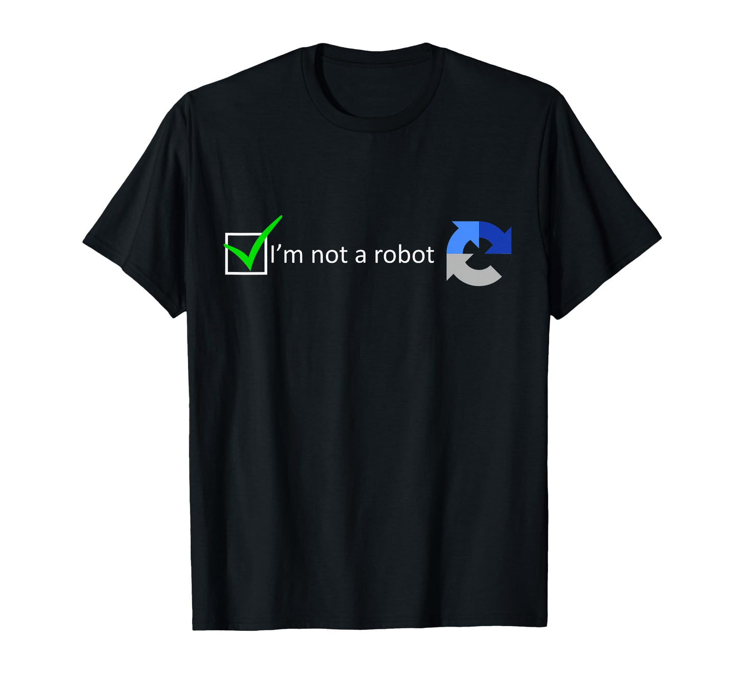 MathWare Unisex-Adults Black T-Shirt - Funny Nerdy I'm not a Robot test - Short Sleeve - Modern Classic - Robot Theme - Gaming, Coding - Letter Print - Embroidery - Size: Small