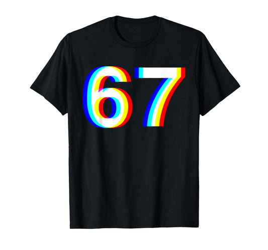 67 Meme Funny Six Seven Retro Trippy Vaporwave EDM 6-7 Slang T-Shirt