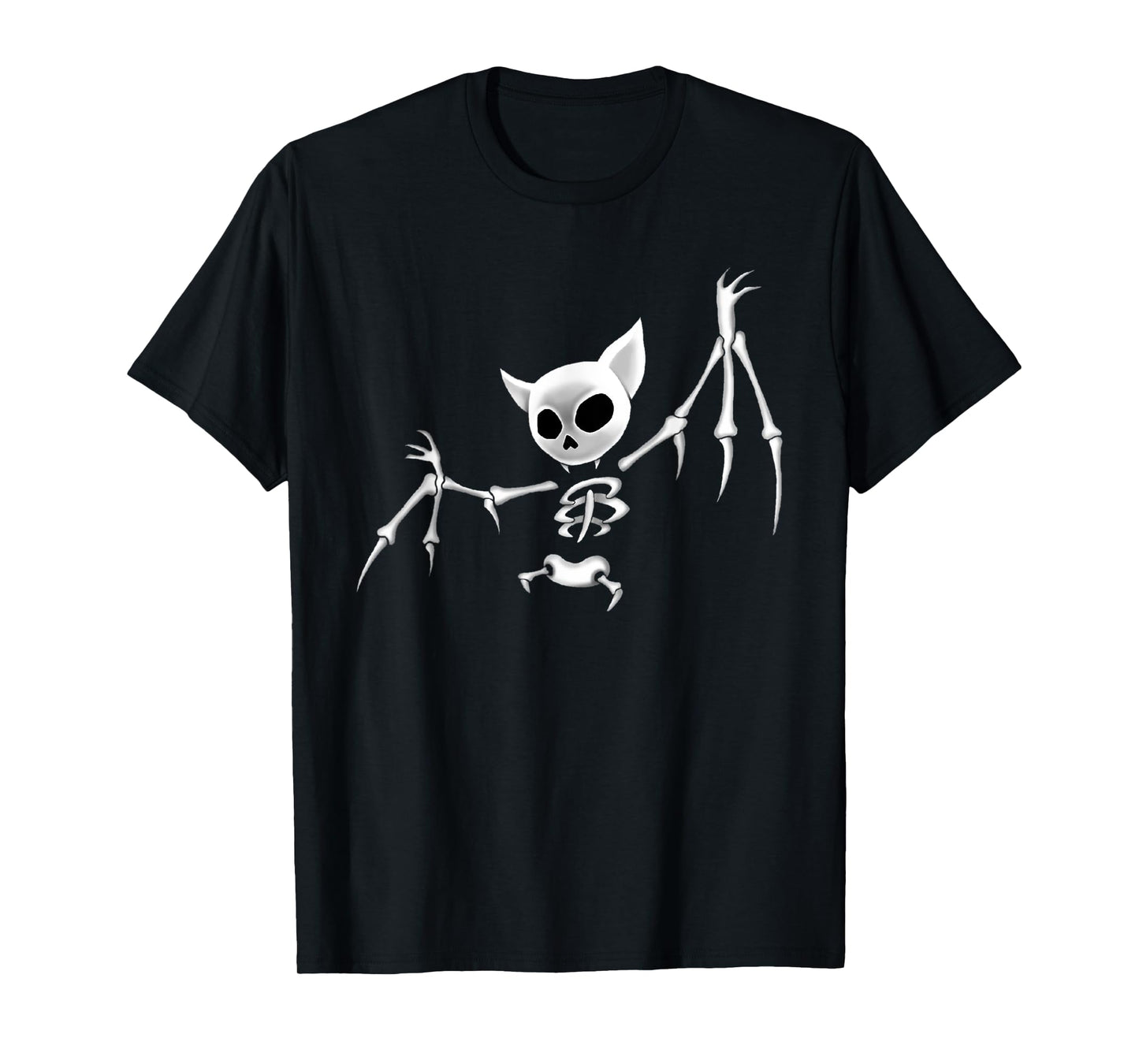 Funny Scary Dark Flying Skeleton Bat Halloween Clothing T-Shirt