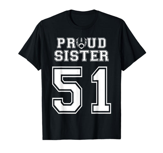 Custom Proud Football Sister Number 51 Personalized Women T-Shirt