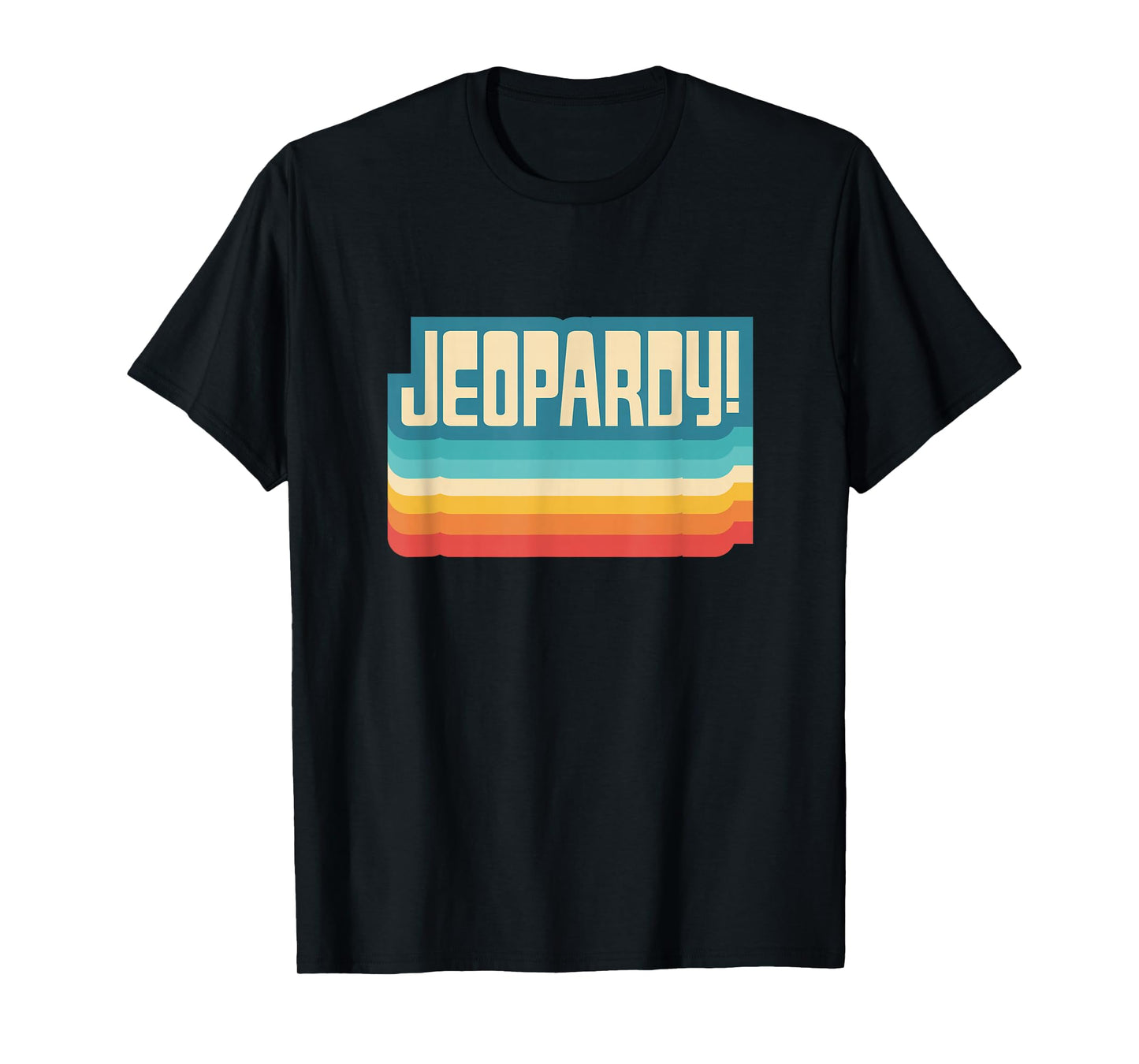 Jeopardy! Vintage Black Letter Print T-Shirt, Unisex-Adults, Short Sleeve, Small